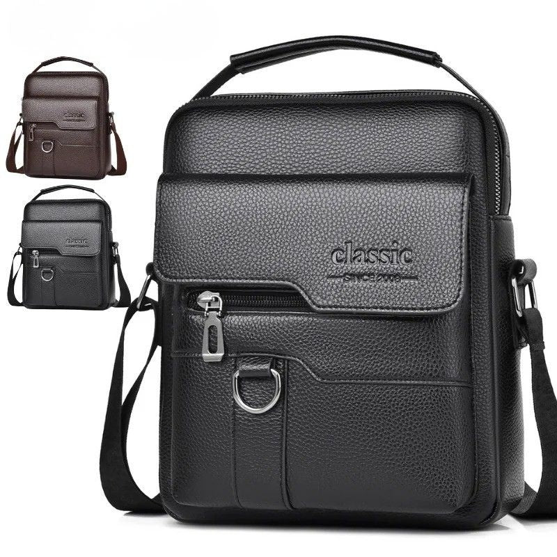 Sac Bandoulière Homme Cuir PU - Business Grande Capacité Imperméable