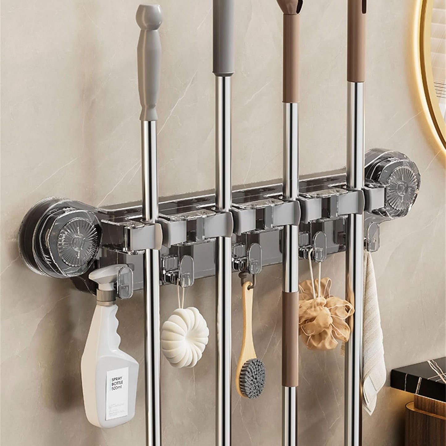 Support Balai Mural Sans Perçage - Ventouse Ultra-Forte