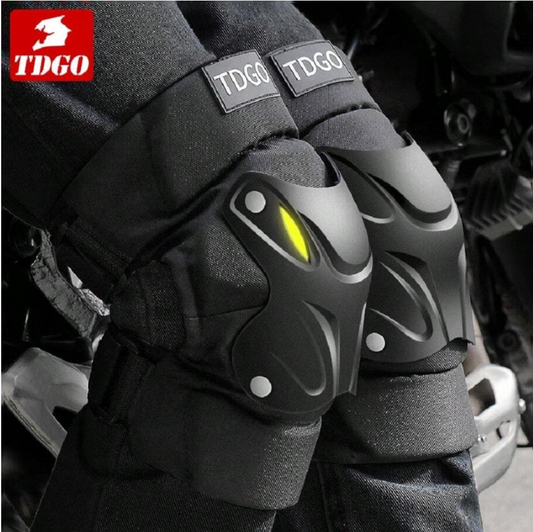 Protections Moto Genoux Coudes - Équipement Sécurité Ajustable Noir TDGO