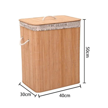 Panier à Linge Bambou Naturel avec Couvercle - Grande Capacité Imperméable