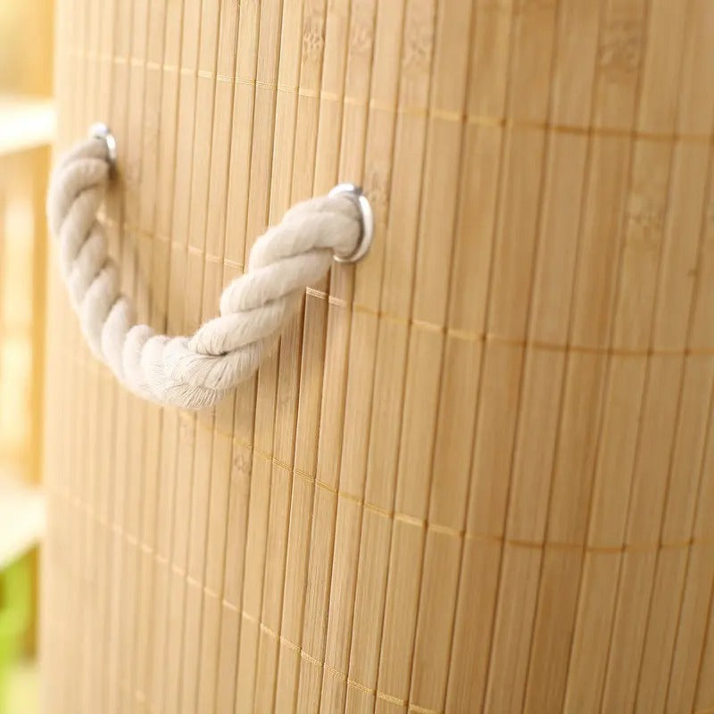 Panier à Linge Bambou Naturel avec Couvercle - Grande Capacité Imperméable